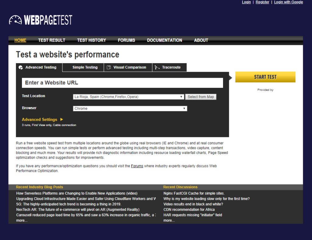WebPageTest cómo afecta la velocidad web al SEO