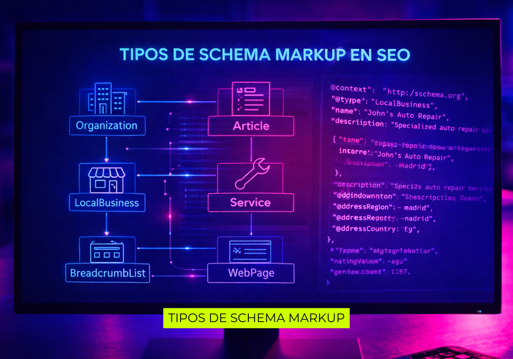 Tipos de Schema Markup Tipos de Schema Markup